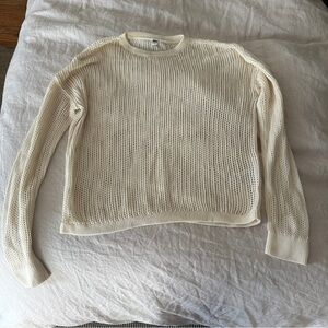 Uniqlo Mesh Fishnet Pullover Sweater Size S Cream
